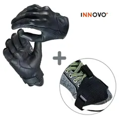 INNOVA - Combo Guantes Para Moto Icon Persuit Liso + Protector Zapato