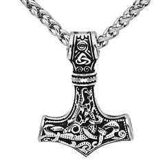 GENERICO - Collar para Hombres colgante Vikingo Thor Martillo Nórdico de Acero