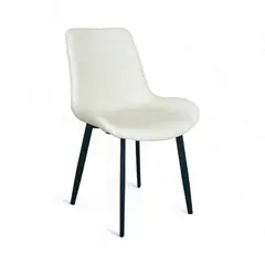 GENERICO - Silla de Cuero y Estructura Metálica Diseño Premium COLOR BLANCO CREMA