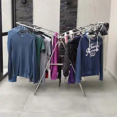 INDUHOGAR - Tendedero de ropa plegable de piso en acero inoxidable marca