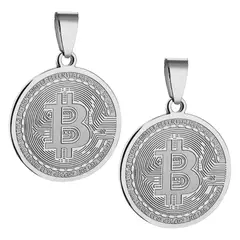 GENERICO - Set 2 Dijes Criptomoneda Conmemorativa colgantes De Acero Color Oro