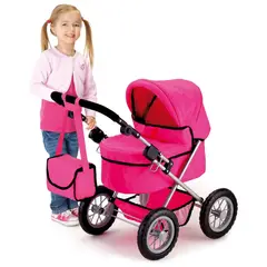 GENERICO - Coche Stroller Doble Para Muñecas Reborn Bebe Real Fucsia
