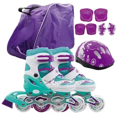 ONWHEELS - Combo de Patines + Kit de Protección + Casco Verde talla S
