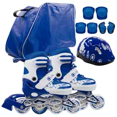 ONWHEELS - Combo de Patines + Kit de Protección + Casco Azul talla M