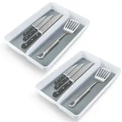 CHEF MASTER - Set x2 Organizadores de Cubiertos 2 Compartimientos Cocina