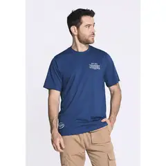 BELIFE - Camiseta Manga Corta Estampada Azul Para Hombre en Poliéster