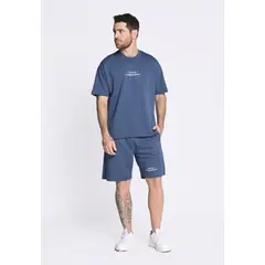 BELIFE - Camiseta Manga Corta Teñida Azul Para Hombre en Poliéster
