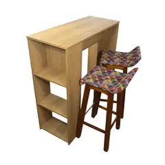 DKO DESIGN - Barra de Cocina 101.5x100x40cm Madera + 2 Sillas Bar Colors