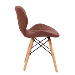 GENERICO - Silla Moderna Tapizada de Eco Cuero con Patas de Madera COLOR MARRON