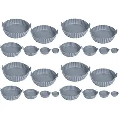 CHEF MASTER - Kit x 24 Moldes Silicona para Freidora de Aire Reutilizables Gris
