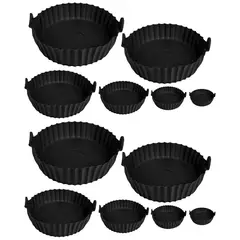 CHEF MASTER - Kit x 12 Moldes Silicona para Freidora de Aire Reutilizables Negro