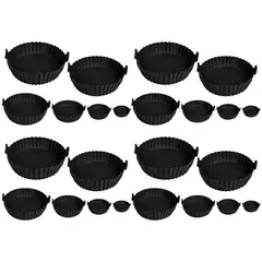 CHEF MASTER - Kit x 24 Moldes Silicona para Freidora de Aire Reutilizables Negro