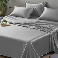 MY HOME STORE - Juego de sábanas de Bambú Gris Claro 230 Hilos
