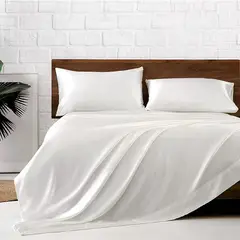 MY HOME STORE - Sábana de Seda Satín - Blanco