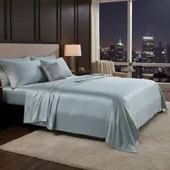 MY HOME STORE - Juego de sábanas de Bambú Ligth Blue 230 Hilos