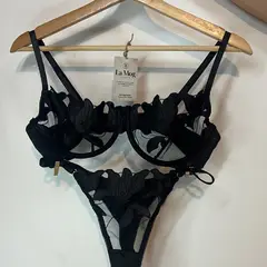 GENERICO - Set Soy Divina de Lencería Premium De La Mog Negro 36