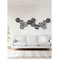 GENERICO - Cuadro decoración pared Mosaico Hexagonal Modular MDF Negro