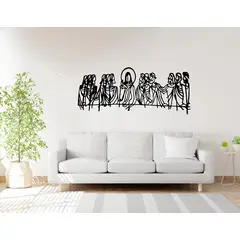 GENERICO - Cuadro decoración pared Última cena 120x40cm MDF Negro