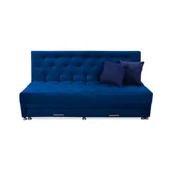 MUEBLES REM - Sofa Cama Rossier Nido Tarima Azul Petroleo + Cojines