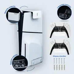 HANGERTECH - Combo soporte de pared PS5 PlayStation 5 Slim con lector de Disco.