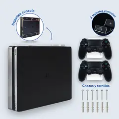 HANGERTECH - Combo soporte de pared PS4 PlayStation 4 Fat/Slim.