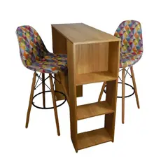 GENER - Combo Barra Auxiliar De Cocina (100x100x40)+ 2 sillas Eames Colors