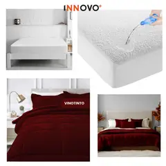 INNOVA - Combo Cubrelecho Térmico Doble Funda Ovejero + Protector De Colchón