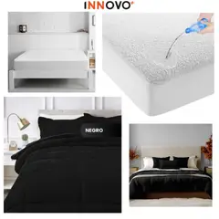 INNOVA - Combo Cubrelecho Térmico Doble Funda Ovejero + Protector De Colchón