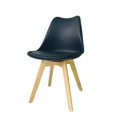 GENERICO - Diseño que Enamora Silla Ema en Eco Cuero y Madera NEGRO