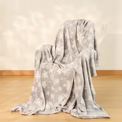 MY HOME STORE - Cobija Christmas Blanket Copos de Nieve Grises