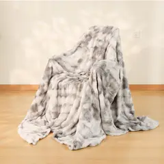 MY HOME STORE - Cobija Alaska Multicolor Blanco con gris Oscuro