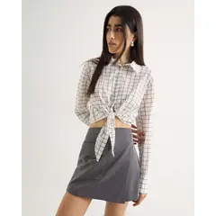 SEVEN SEVEN - Blusa Camisera A Cuadros Para Mujer Crudo