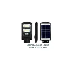 GENERICO - LAMPARA SOLAR + TUBO PARA POSTE 100W