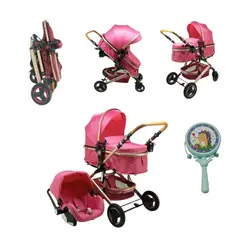 BRITOCHET - Coche Paseador Moisés con Porta Bebé para Carros REF EL-5035 ROSADO