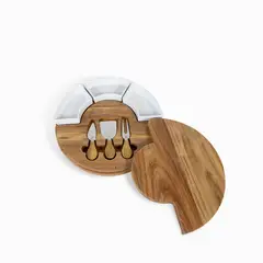 AMBIENTE GOURMET - Set para quesos acacia con recipientes de cerámica