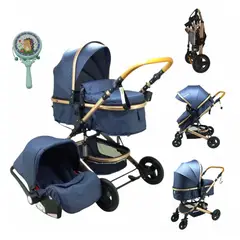 BRITOCHET - Coche Paseador Moisés con Porta Bebé para Carros REF EL-5035 AZUL