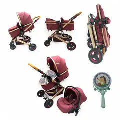 BRITOCHET - Coche Paseador Moisés con Porta Bebé para Carros REF EL-5035 VINO