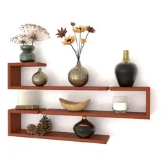 GENERICO - Set 3 Repisas Flotantes, Decoración Moderna, Funcional, Color Cedro