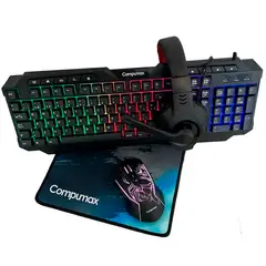 COMPUMAX - Combo Gamer 4 En 1 Rgb Negro