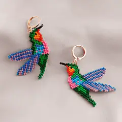 GENERICO - Aretes Colibri Arcoiris Miyuki rodio