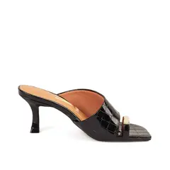 VIZZANO - SANDALIA CROCO NEGRO DORADO