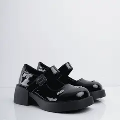 CALZADO ADRENALINA - Mocasines negros en charol de correa y apliques plata katerine