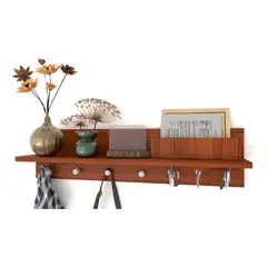 GENERICO - Perchero Repisa Llaves Magnético Minimalista Funcional Color Cedro