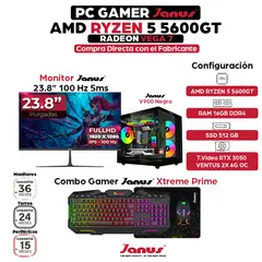 JANUS - Computador Gamer Ryzen 5 5600GT RAM 16GB RGB SSD 512GB RTX 3050 Monitor 24 100Hz