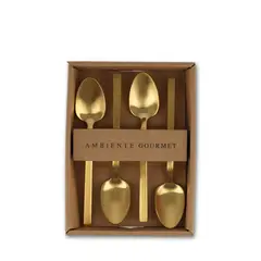AMBIENTE GOURMET - Cucharas postre dorado mate set x 4