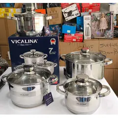 GENERICO - Batería de Ollas en acero quirúrgico 8 piezas