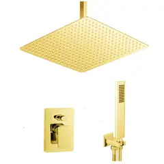 GENERICO - Kit Ducha Dorado Brillante 40cm Techo+ Mezclador Teleducha Intense