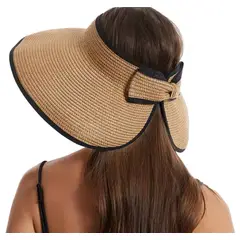 GENERICO - Visera playa sol para mujer Enrollable Marrón