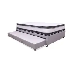 MUEBLES REM - Combo Cama Tarima Nido + Colchón Blaser doble pillow 100 cm Sencillo Gris Claro