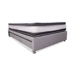 MUEBLES REM - Combo Cama Tarima Nido + Colchón Blaser doble pillow 120 Semidoble Gris Claro